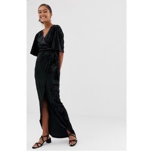 ASOS black velvet wrap dress